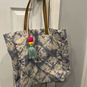 Brand new Tie dye canvas pom-pom tote bag